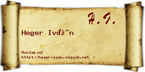 Heger Iván névjegykártya